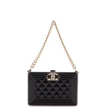 Chanel Boy Chain Box Minaudiere Quilted Patent