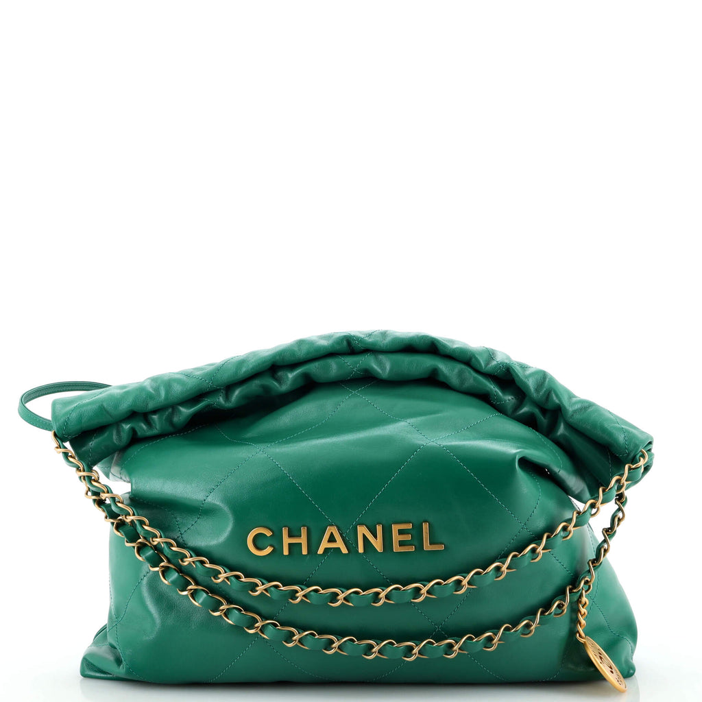 Chanel 22 Chain Hobo Quilted Calfskin Medium Green 2018041