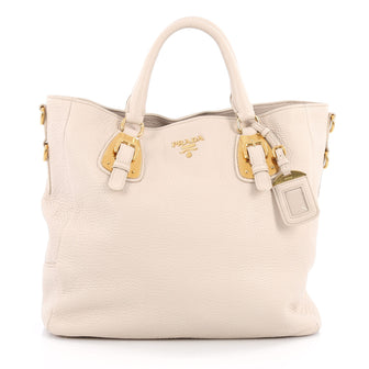 Prada Convertible Open Tote Vitello Daino Medium Neutral 2018108