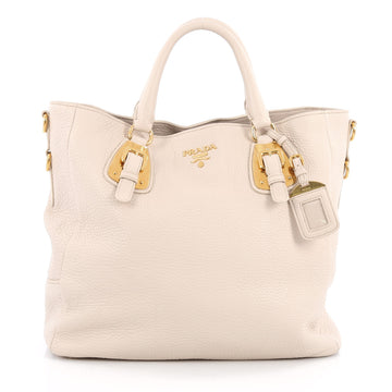 Prada Convertible Open Tote Vitello Daino Medium Neutral 2018108