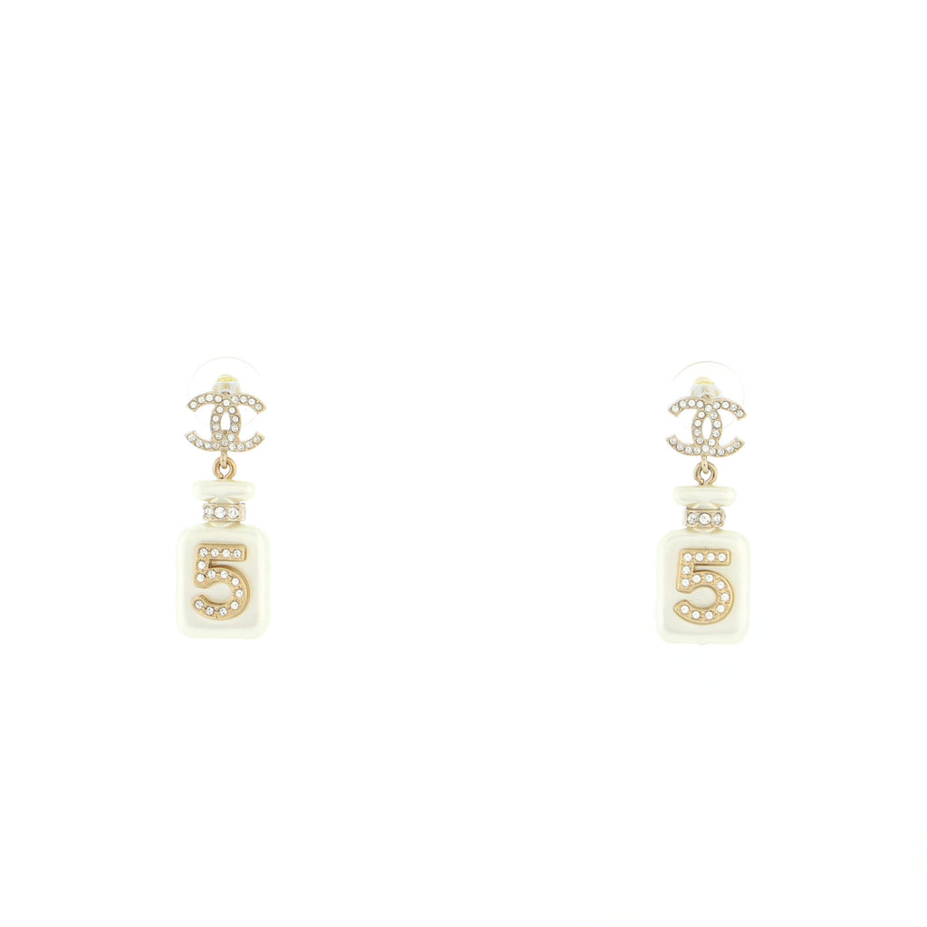 CHANEL Baguette Crystal High Society CC Drop Earrings Gold 1293866