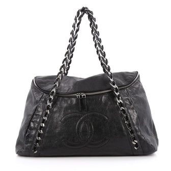 Chanel Modern Chain Zip Flap Tote Caviar Large Black