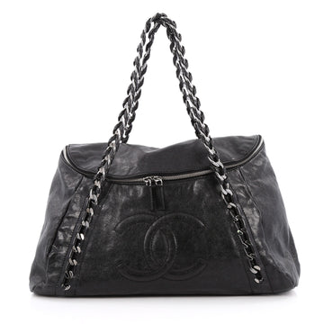 Chanel Modern Chain Zip Flap Tote Caviar Large Black