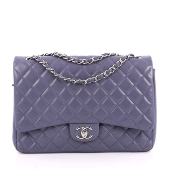 Chanel Classic Double Flap Bag Quilted Lambskin Maxi Purple