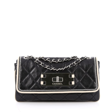 Chanel Mademoiselle Lock Flap Bag Quilted Lambskin East West Black