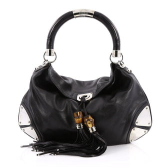  Gucci Indy Hobo Leather Medium Black 2018311