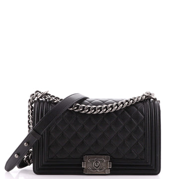 Chanel Boy Flap Bag Quilted Caviar Old Medium