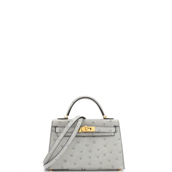 Hermes Kelly Mini II Bag Bicolor Ostrich with Gold Hardware 20