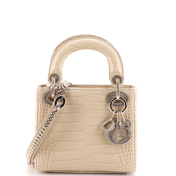 エノ。Christian Dior Lady Dior Christian Dior Lady Dior Chain Bag Alligator with Crystal Charms