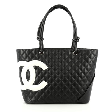 Chanel Cambon Tote Quilted Leather Large Black