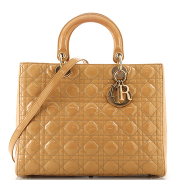 Christian Dior Vintage Lady Dior Bag Cannage Quilt Patent Large