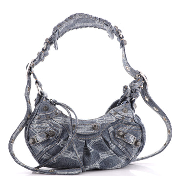 Balenciaga Le Cagole Giant Studs Shoulder Bag BB Denim XS