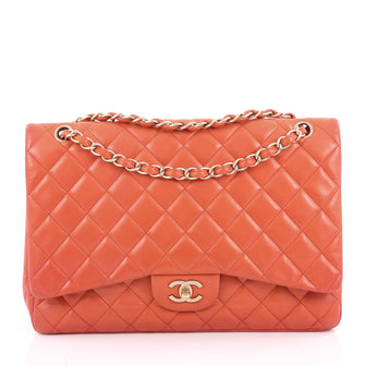 Chanel Classic Single Flap Bag Quilted Lambskin Maxi Red 2019301
