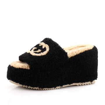 Gucci Women's Elea Platform Slide Sandals Shearling