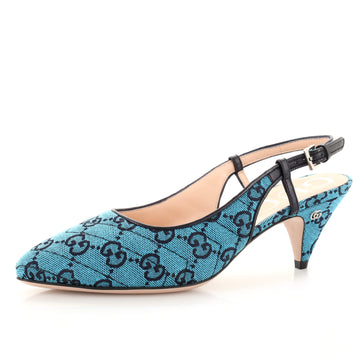 Gucci Women's Slingback Pumps Diagonal Quilted GG Canvas
