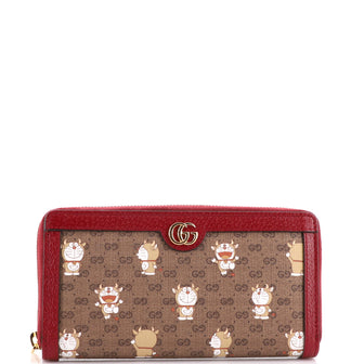 Gucci Doraemon Zip Around Wallet Printed Mini GG Coated Canvas Long