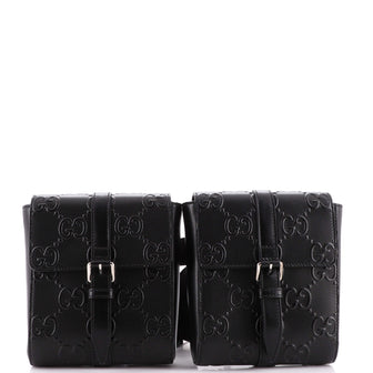 Gucci Double Belt Bag GG Embossed Perforated Leather