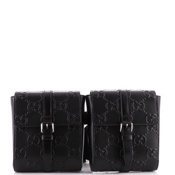 Gucci Double Belt Bag GG Embossed Perforated Leather