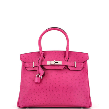 Hermes Birkin Handbag Pink Ostrich with Palladium Hardware 30