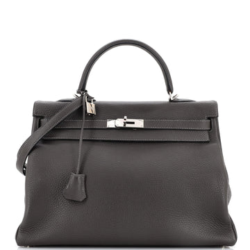 Hermes Kelly Handbag Grey Togo with Palladium Hardware 35