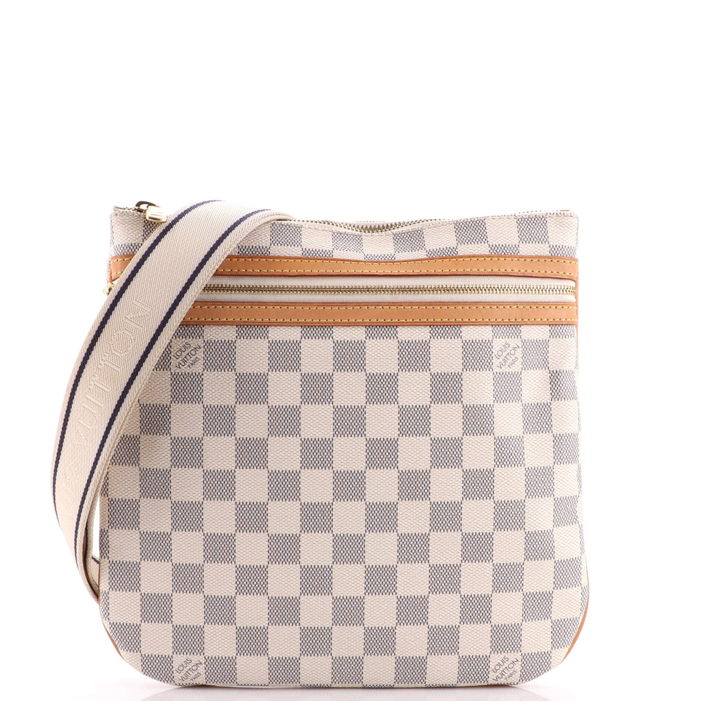 White Louis Vuitton Damier Azur Pochette Bosphore Crossbody Bag