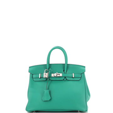 Hermes Birkin Handbag Green Swift with Palladium Hardware 25