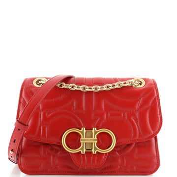 Salvatore Ferragamo Gancini Turnlock Flap Bag Gancini Quilted Leather Small