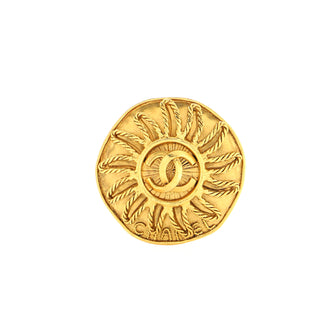 Chanel Vintage Round CC Sun Brooch Metal