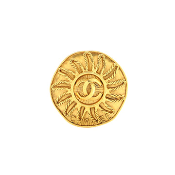 Chanel Vintage Round CC Sun Brooch Metal