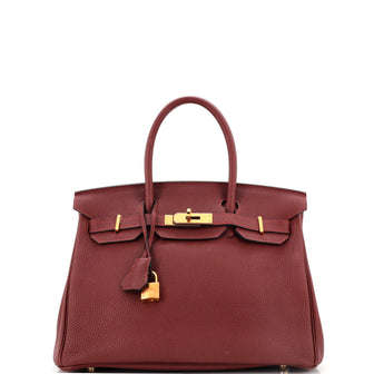 Hermes Birkin Handbag Red Togo with Gold Hardware 30