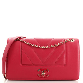 Chanel Mademoiselle Vintage Flap Bag Chevron Sheepskin Medium