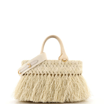 Prada Fringe Wicker Tote Woven Straw