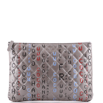 Chanel Data Center O Case Clutch Quilted Printed Lambskin Medium