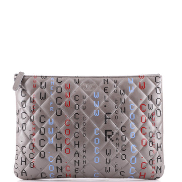Chanel Data Center O Case Clutch Quilted Printed Lambskin Medium