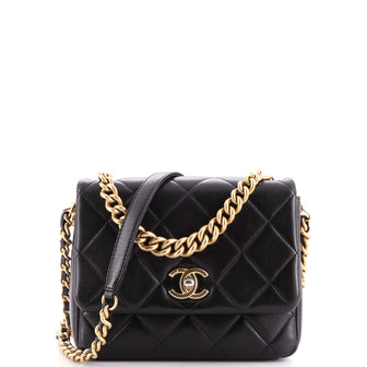 Side Note Flap Bag Quilted Lambskin Small