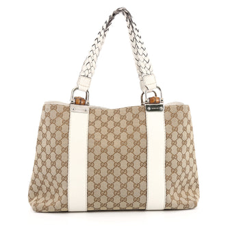 Gucci Bamboo Bar Tote GG Canvas Medium Brown 2020201