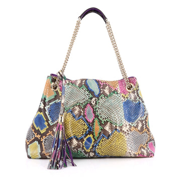 Gucci Soho Shoulder Bag Chain Strap Python Medium Green 2020301