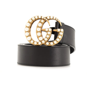 Gucci Pearly GG Marmont Belt Leather Wide