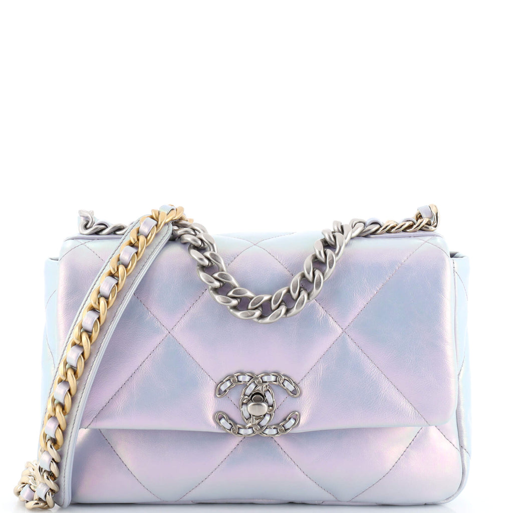Chanel 19 Flap Bag Quilted Iridescent Calfskin Medium Metallic 2020581
