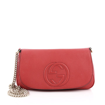 Gucci Soho Chain Strap Crossbody Bag Leather Medium Red 2020601