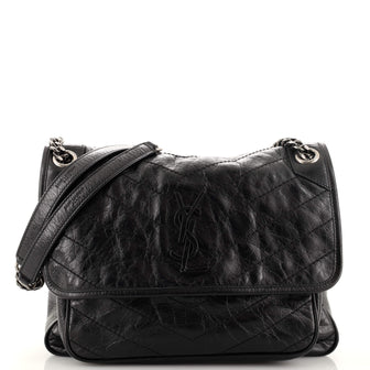Saint Laurent Niki Chain Flap Bag Matelasse Chevron Leather Medium
