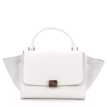 Celine Trapeze Handbag Leather Medium White 2020703