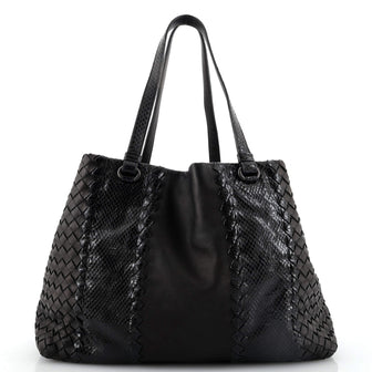 Bottega Veneta A-Shape Tote Intrecciato Nappa with Python Detail Medium