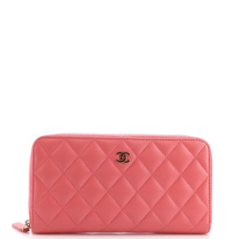 Chanel Zip Around Wallet Quilted Caviar Long