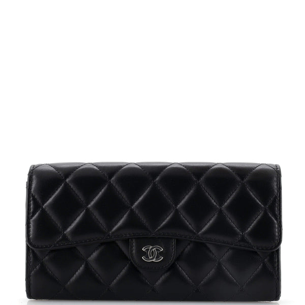 Chanel CC Gusset Classic Flap Wallet Quilted Caviar Long Black 2020931