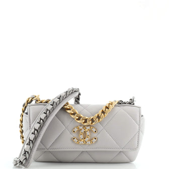 Chanel 19 Glasses Case with Chain Quilted Goatskin