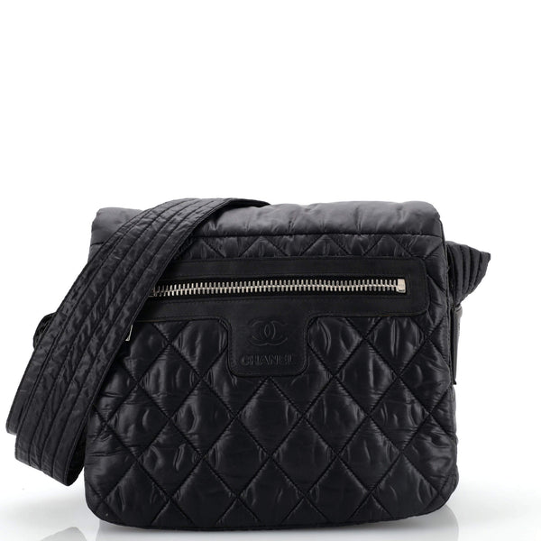 Chanel Coco Cocoon Messenger Bag Quilted Nylon Medium Black