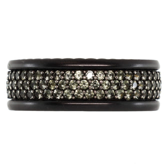 David Yurman Streamline 3 Row Band Ring Titanium with Paved Grey Sapphires