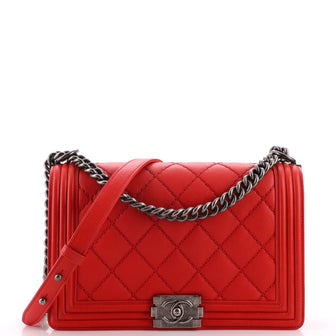 Chanel Double Stitch Boy Flap Bag Quilted Calfskin New Medium