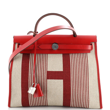 Hermes Herbag Zip H Vibration Toile and Leather 31